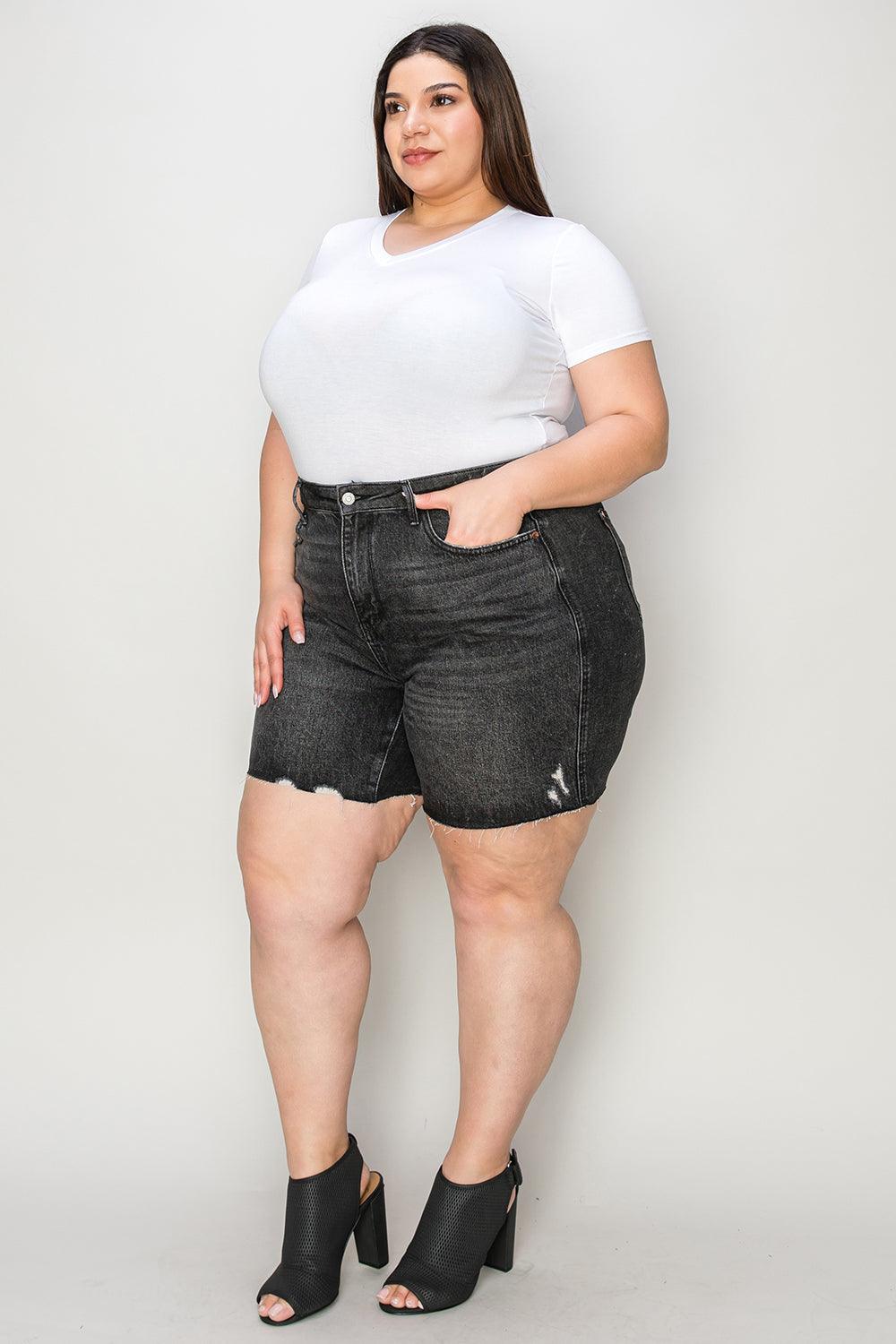 Judy Blue Full Size High Waist Tummy Control Denim Shorts - Anchored Feather Boutique
