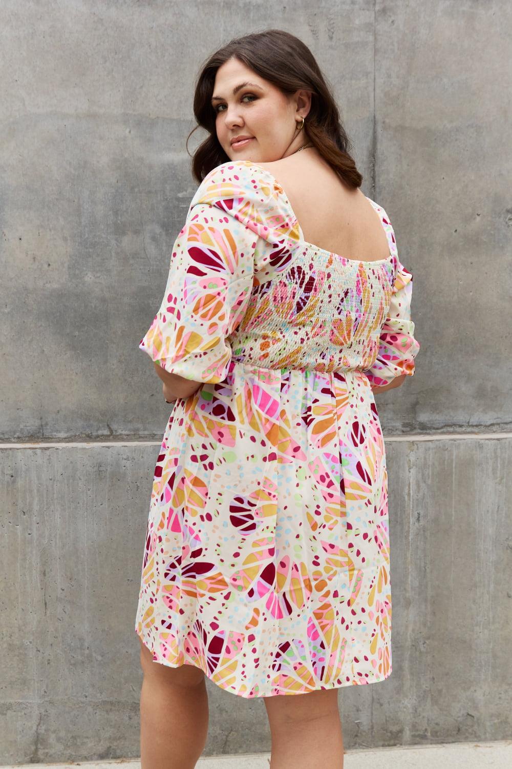 ODDI Full Size Floral Print Mini Dress - Anchored Feather Boutique