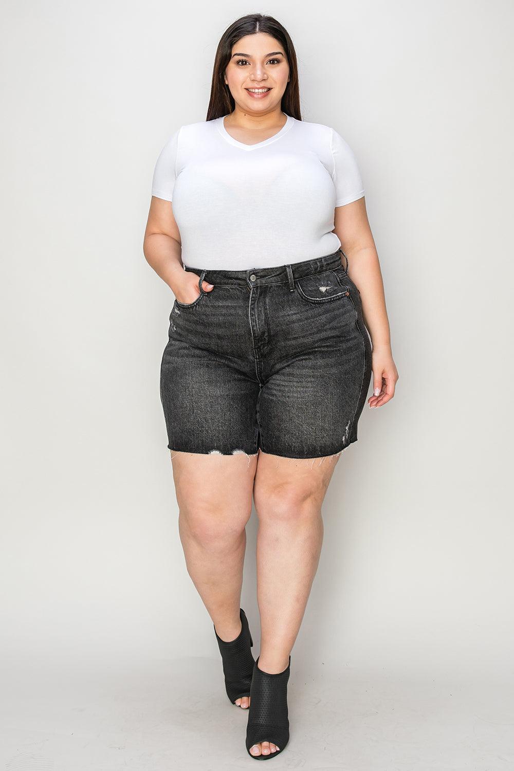 Judy Blue Full Size High Waist Tummy Control Denim Shorts - Anchored Feather Boutique